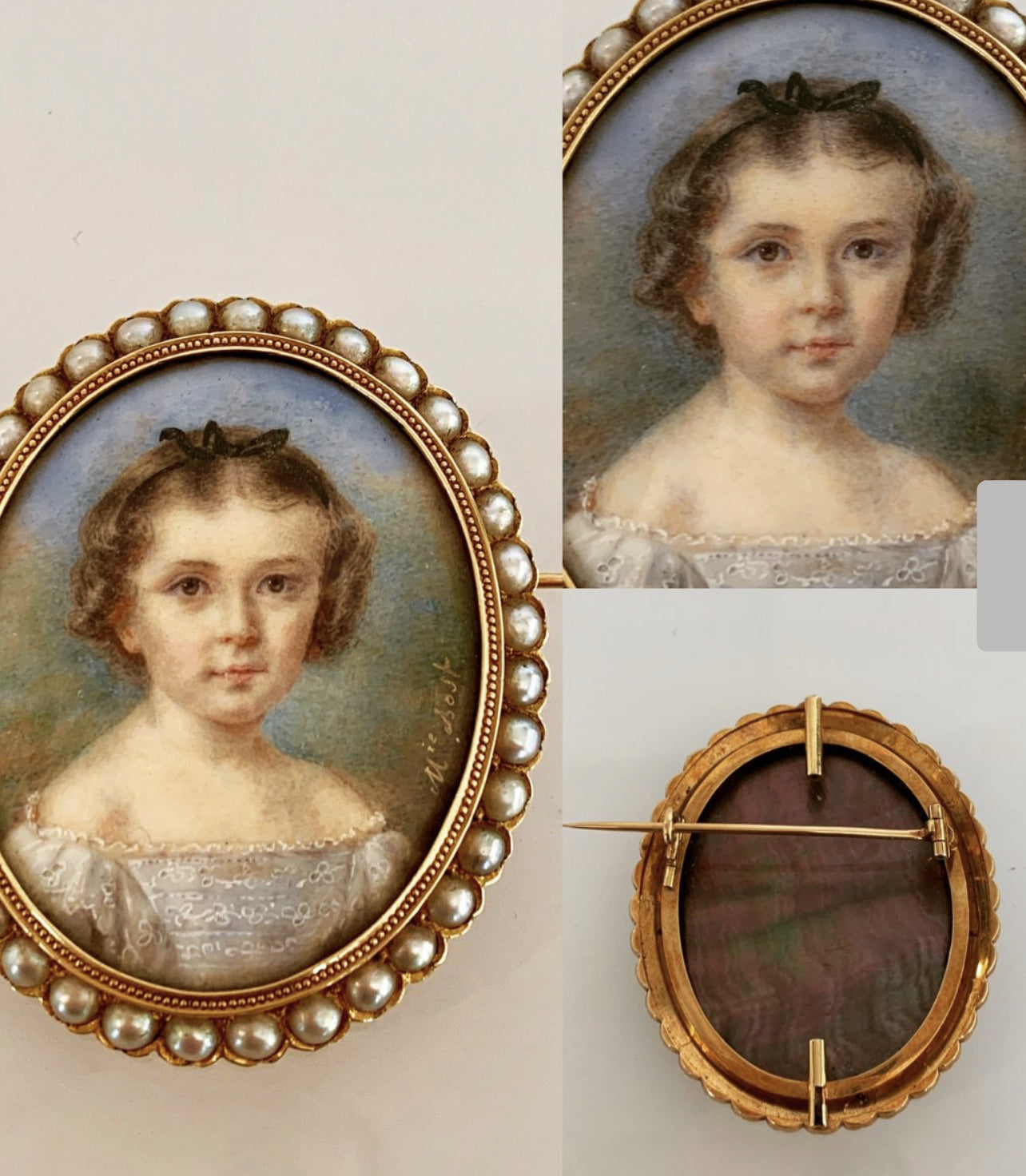 Broche miniature XIXème signée Mélanie Bost