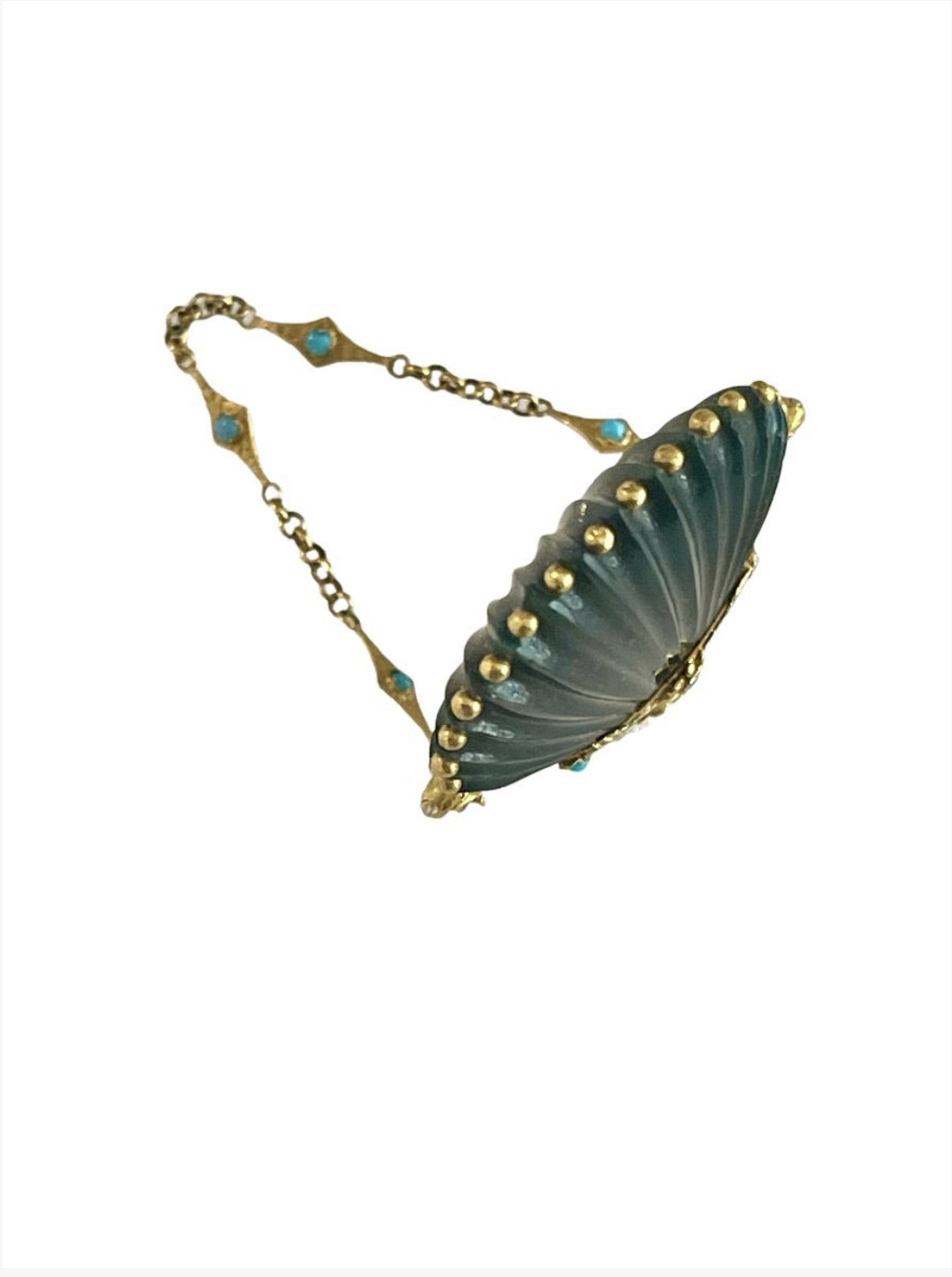 Bloodstone, gold and turquoise salt bottle