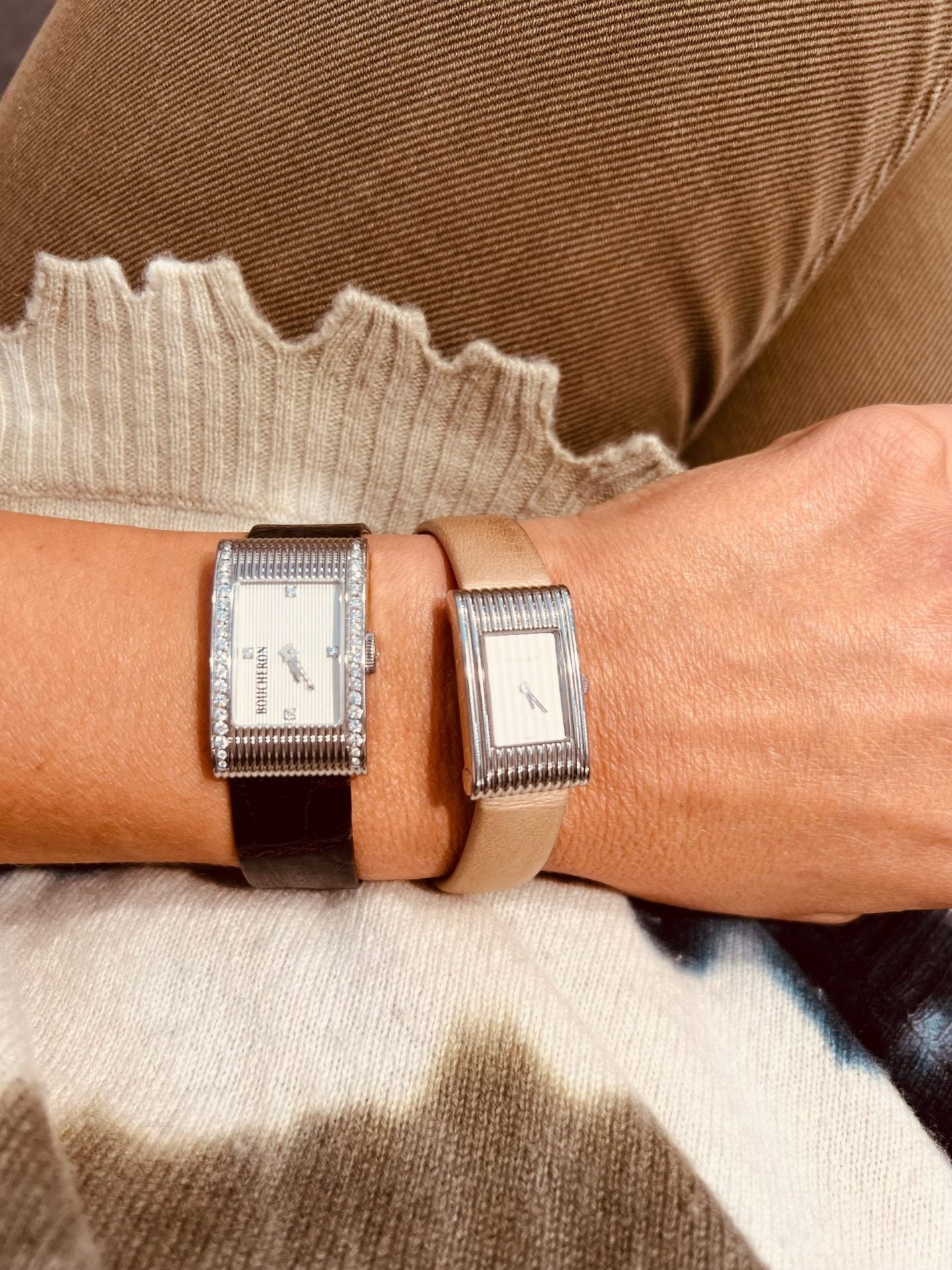 Boucheron rectangular steel watch from the Reflet collection