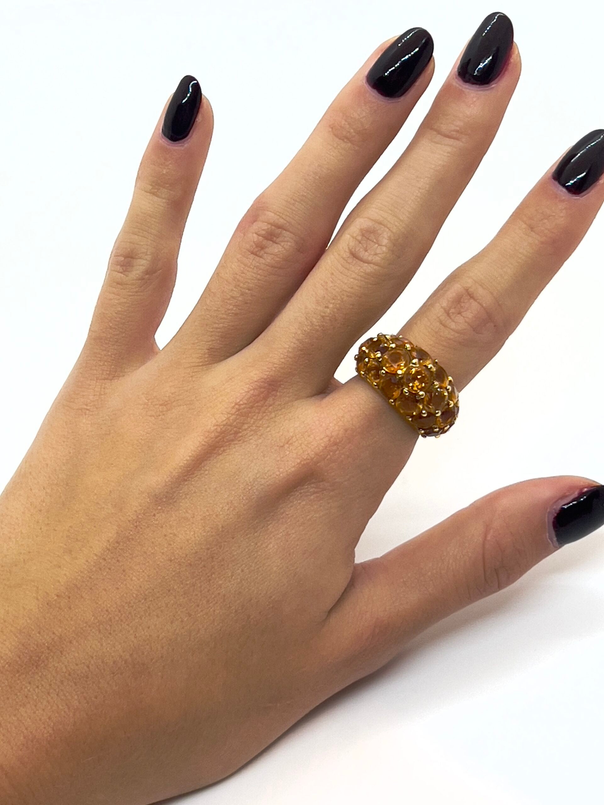 Fred, bague vintage or jaune 18K, cabochons de citrine
