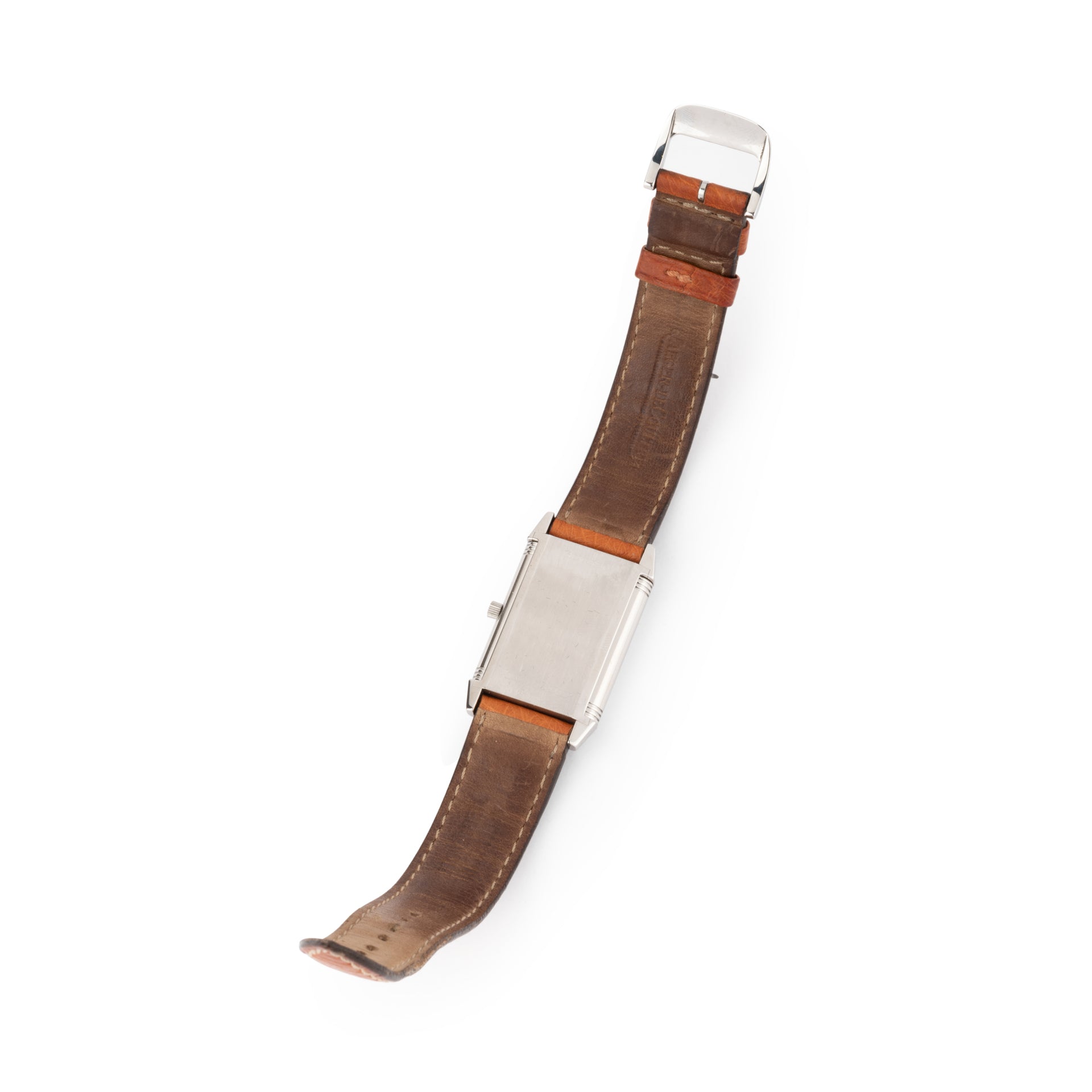 Montre Jaeger LeCoultre "Reverso" en acier sur cuir, Full Set
