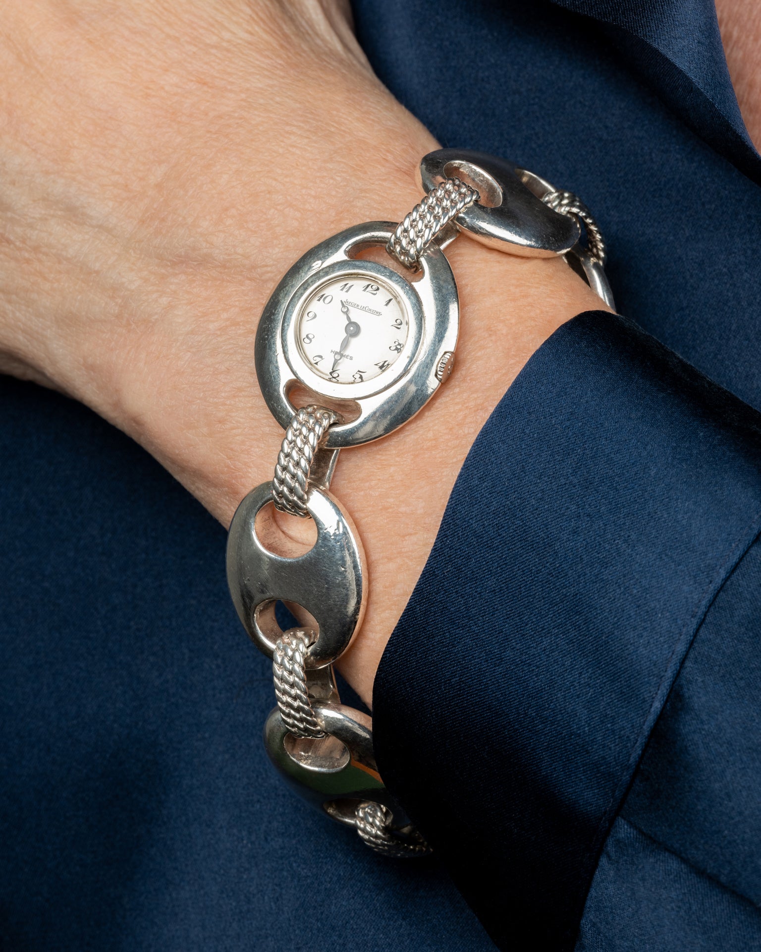 Jaeger LeCoultre pour Hermès, montre vintage Argent