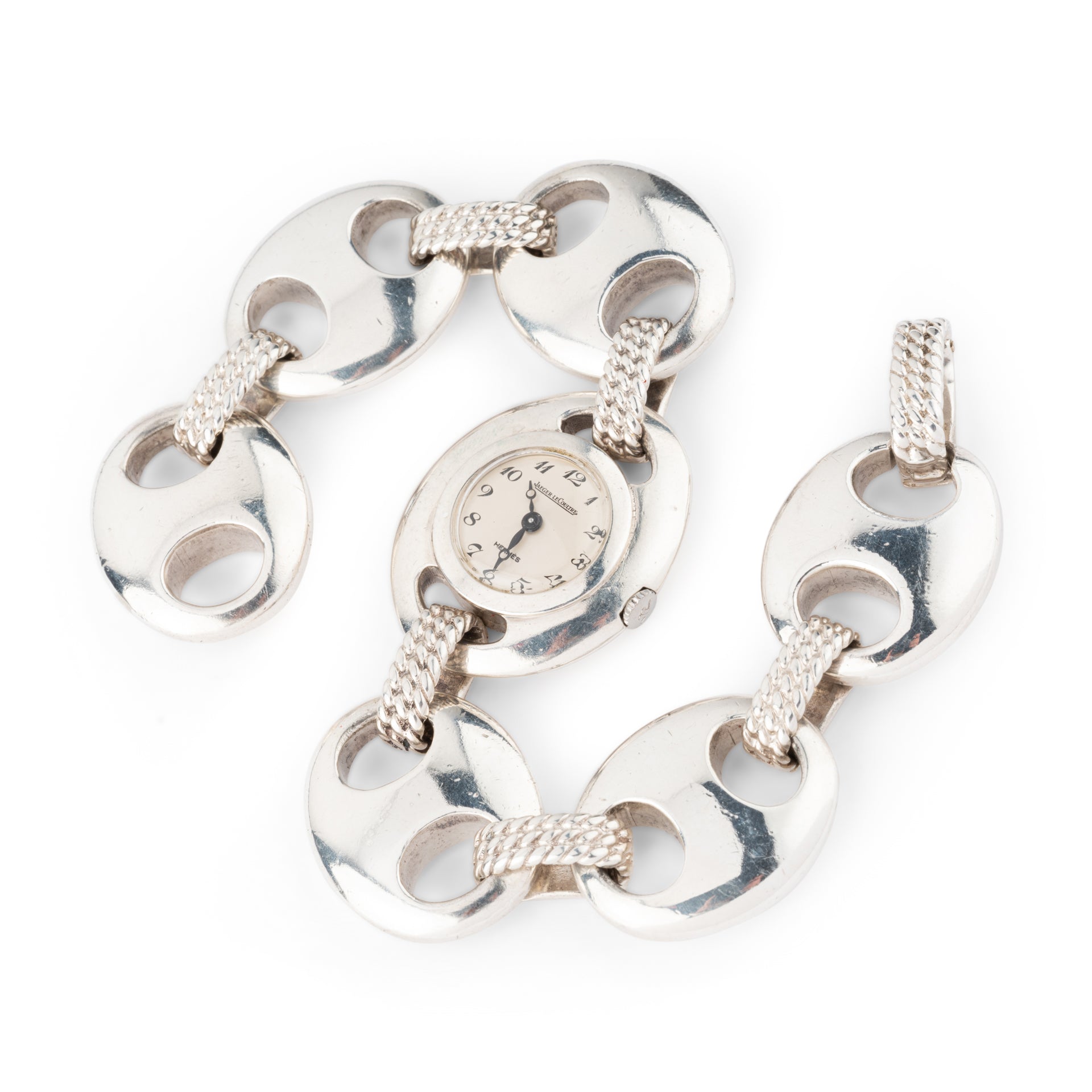 Jaeger LeCoultre pour Hermès, montre vintage Argent