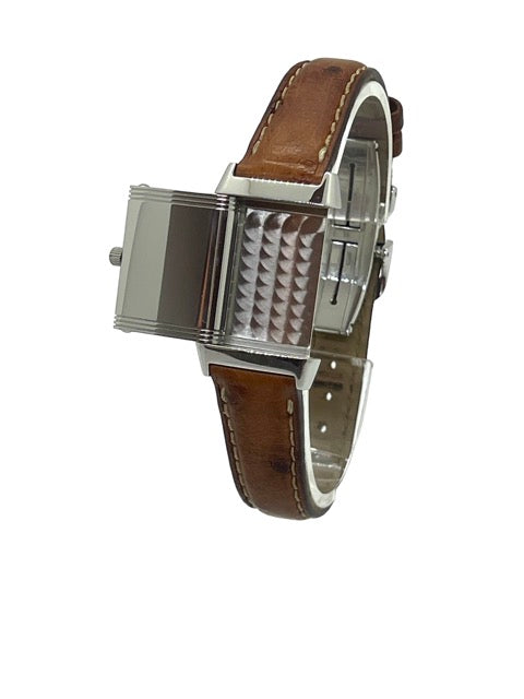 Jaeger Lecoultre, Reverso Lady Quartz, Acier sur cuir, Réf 2742870
