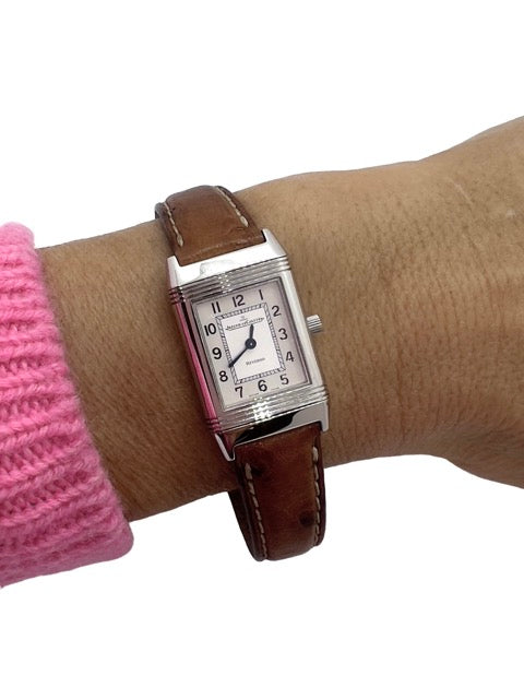 Jaeger Lecoultre, Reverso Lady Quartz, Acier sur cuir, Réf 2742870