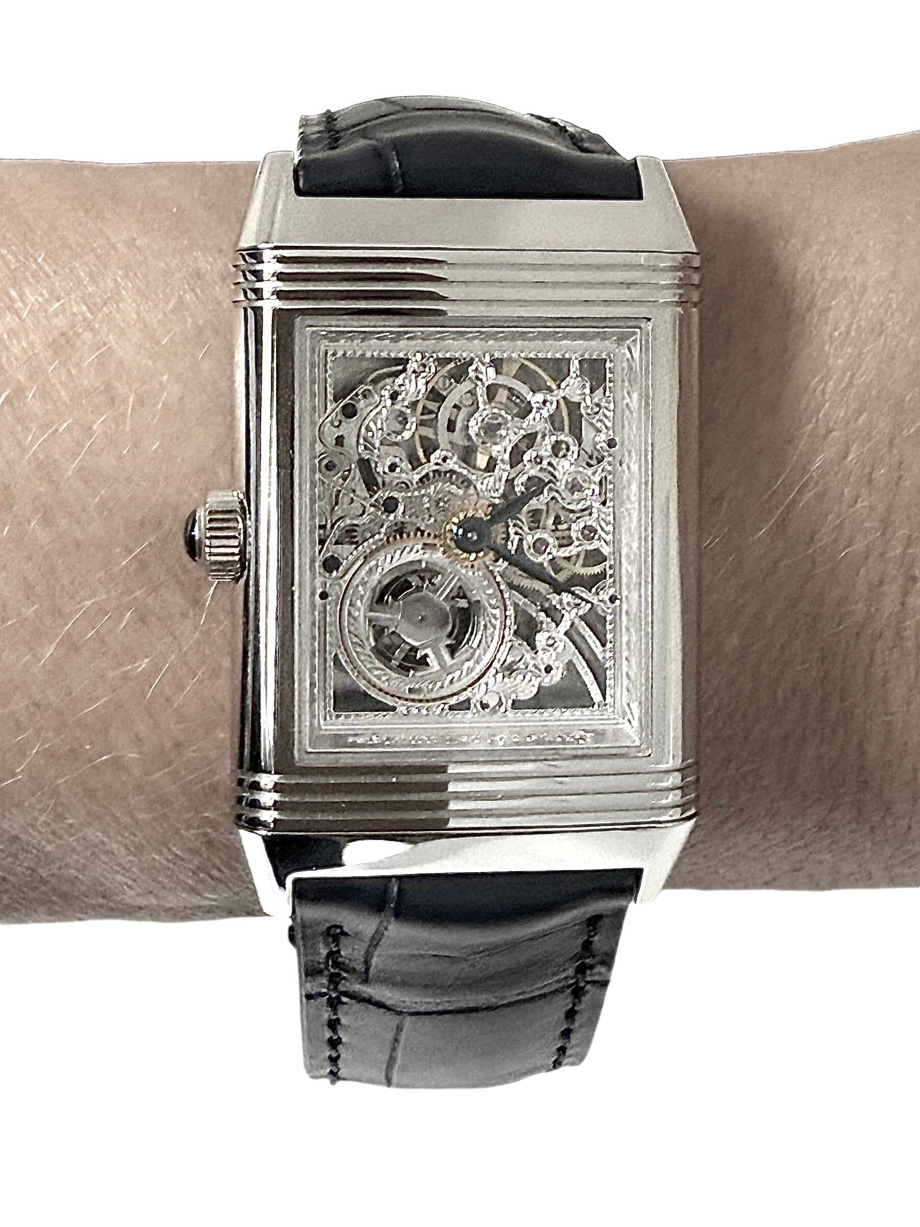 Jaeger Lecoultre montre "Reverso Platinium Squelette" sur cuir édition limitée 281/500