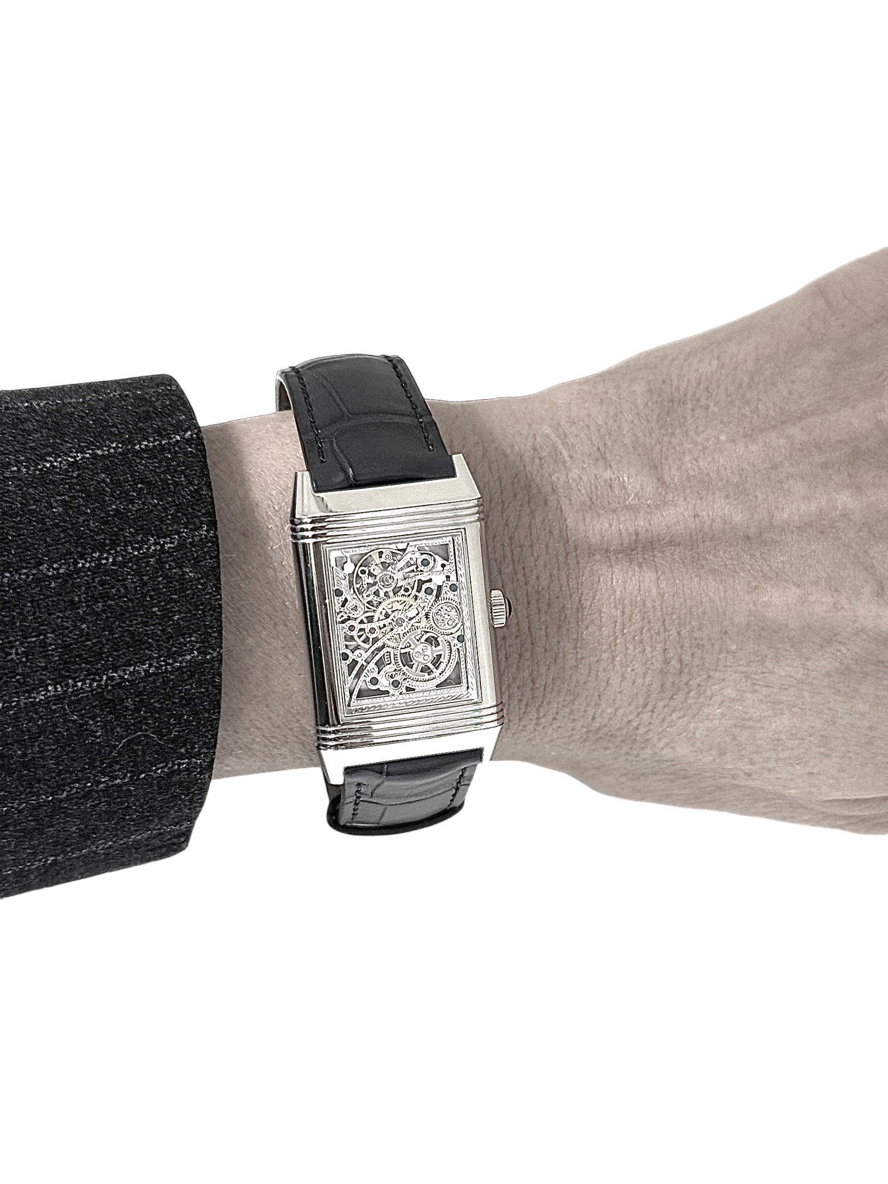 Jaeger Lecoultre montre "Reverso Platinium Squelette" sur cuir édition limitée 281/500