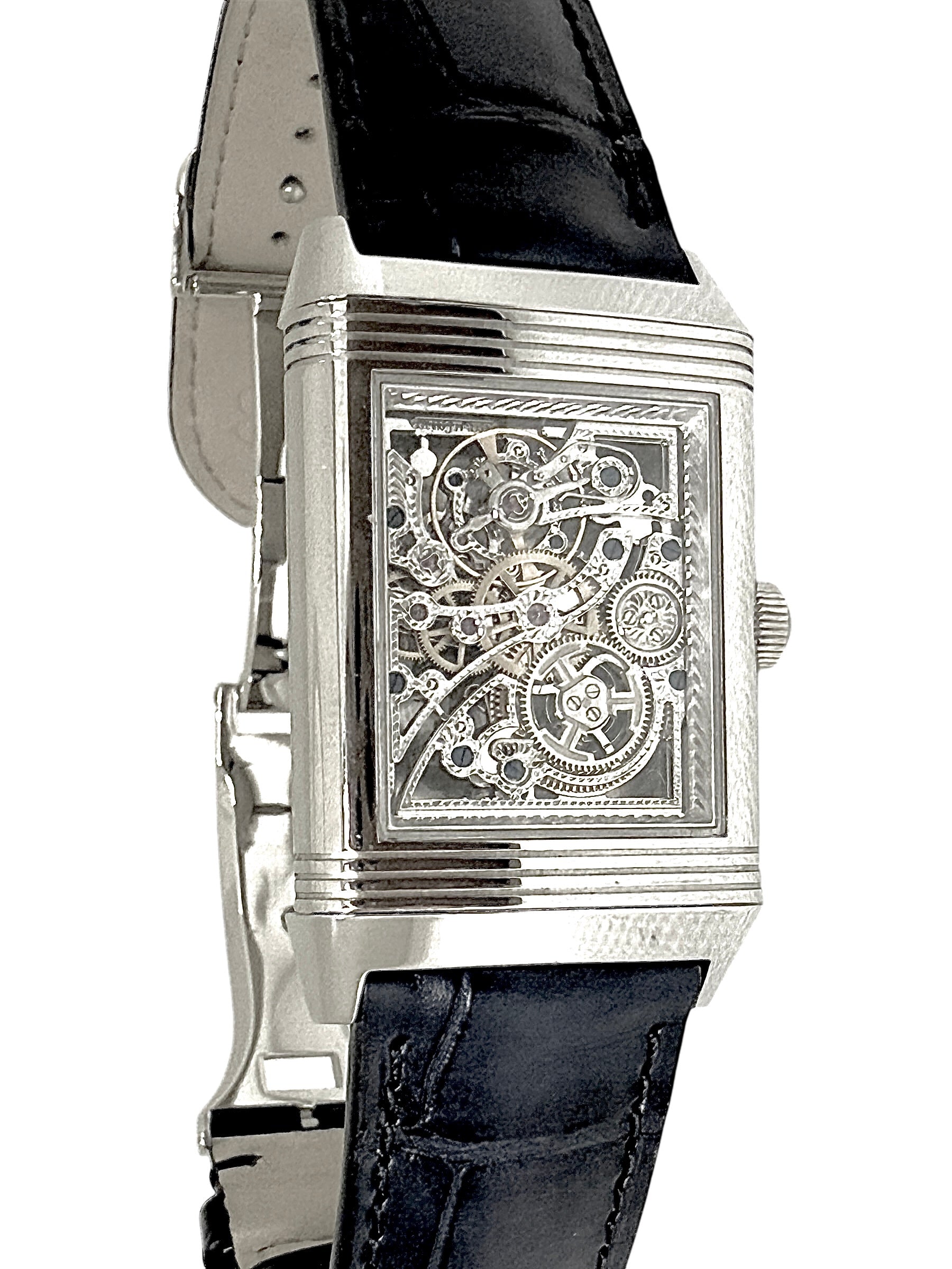 Jaeger Lecoultre montre "Reverso Platinium Squelette" sur cuir édition limitée 281/500