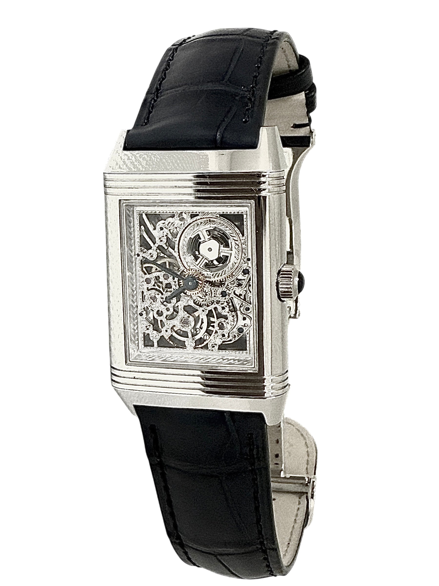 Jaeger Lecoultre montre "Reverso Platinium Squelette" sur cuir édition limitée 281/500