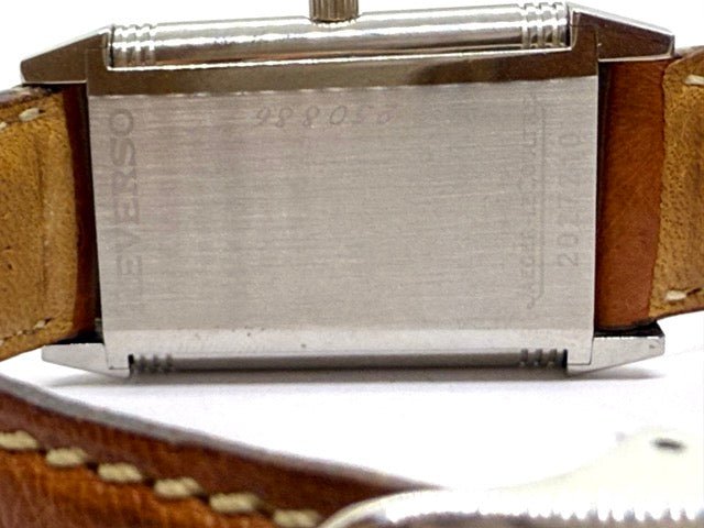 Jaeger Lecoultre montre Reverso en acier sur bracelet cuir mécanique - Maison Eloe