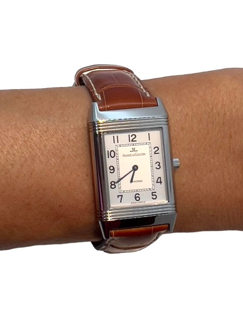 Jaeger LeCoultre, Montre Reverso Classique 205.8.86 Acier sur Cuir Vintage Full Set