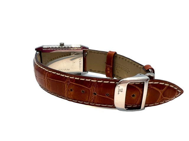 Jaeger LeCoultre, Montre Reverso Classique 205.8.86 Acier sur Cuir Vintage Full Set