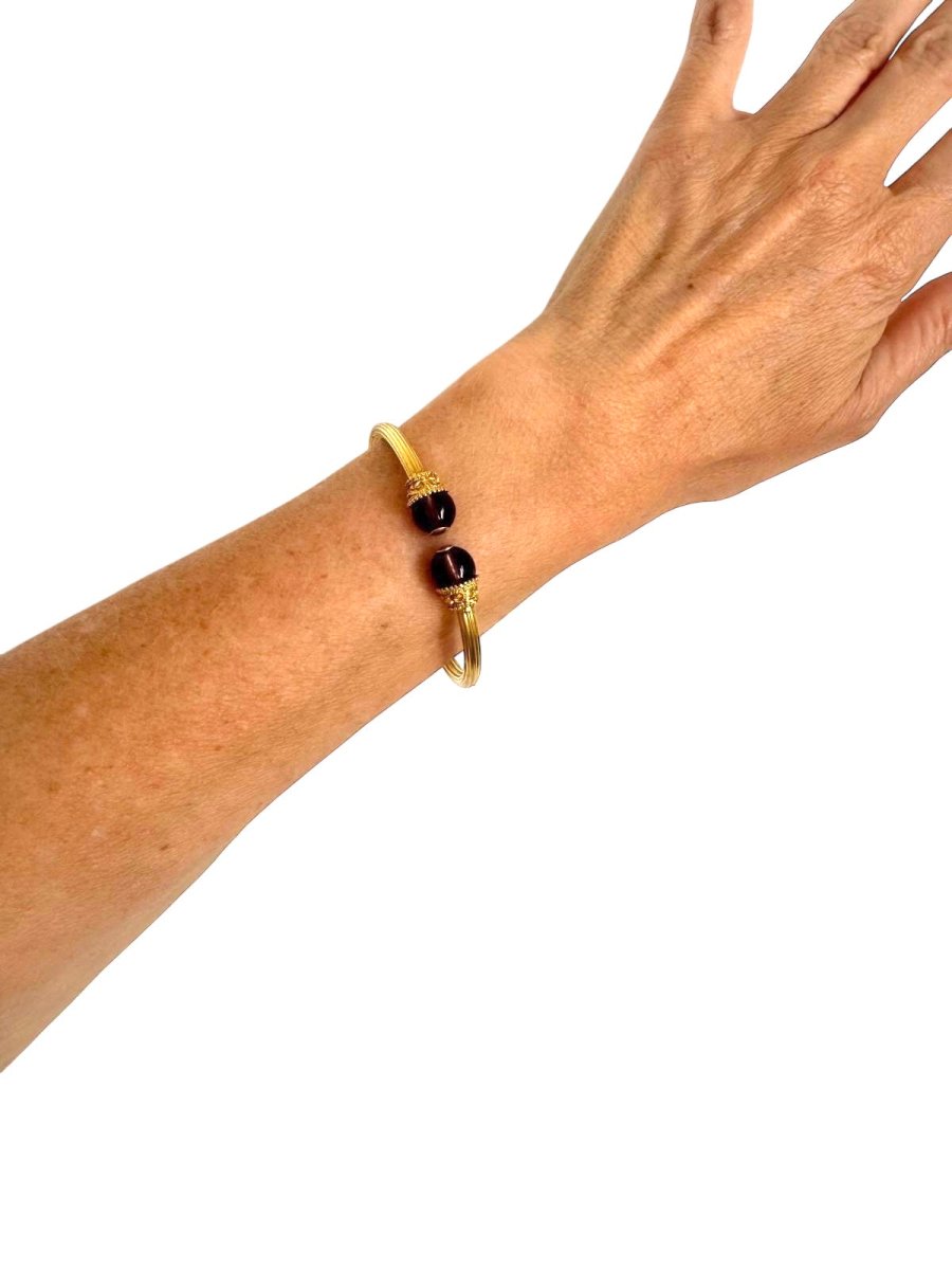 Lalaounis Bracelet jonc ouvert vintage Or Améthyste - Maison Eloe