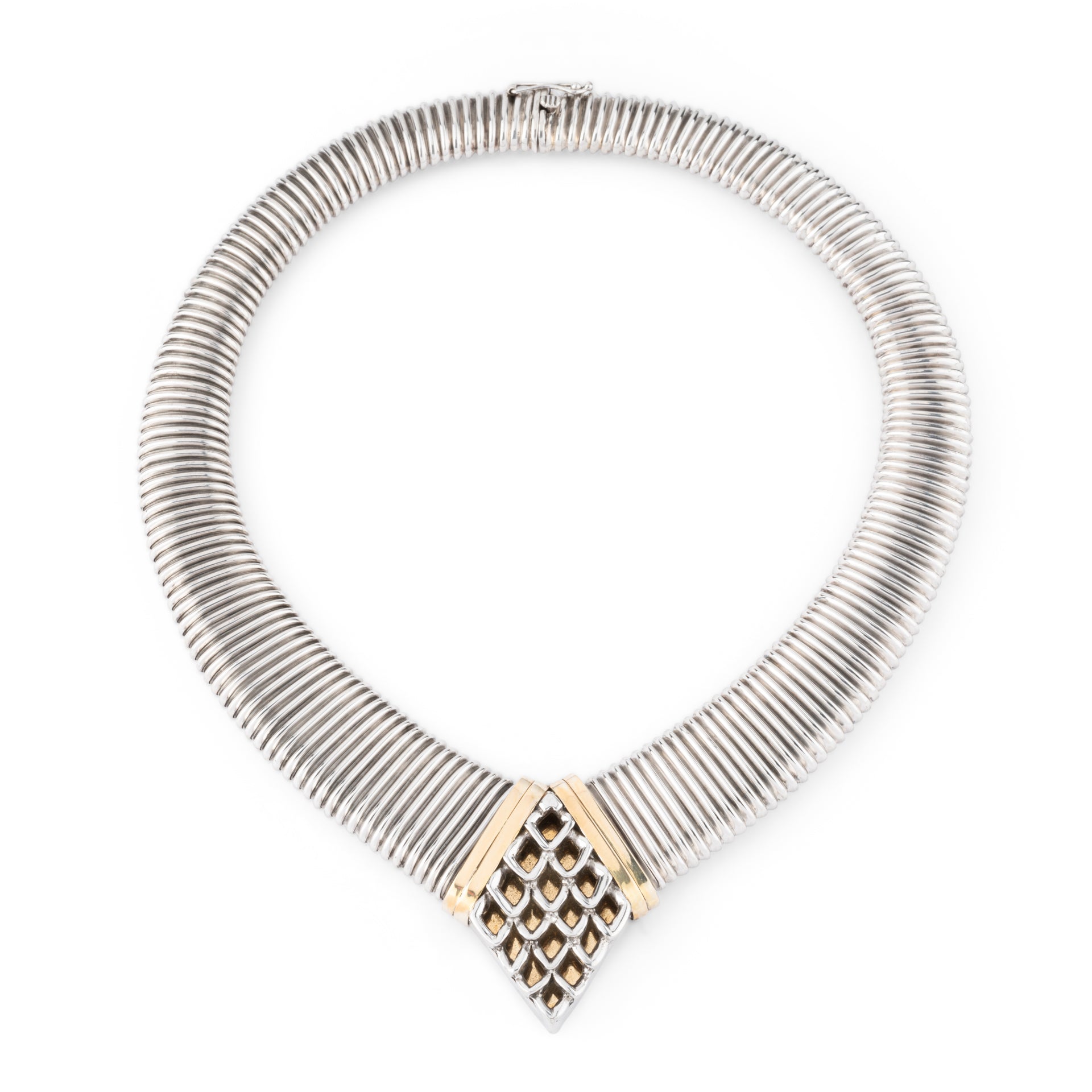 Lalaounis, Collier Tubogas Argent et or vintage