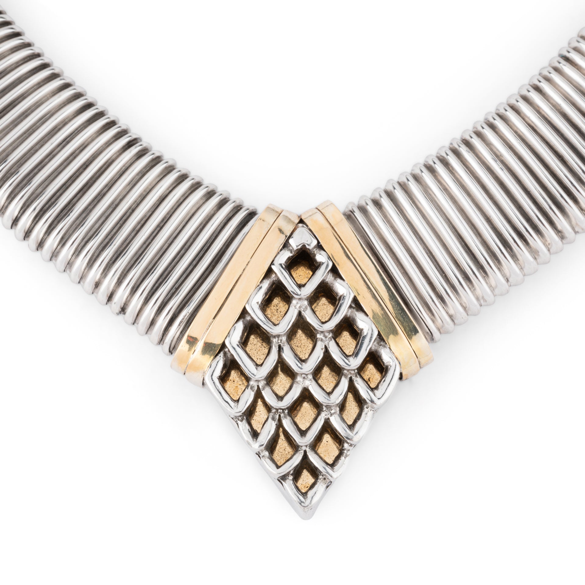 Lalaounis, Tubogas Necklace Silver and vintage gold