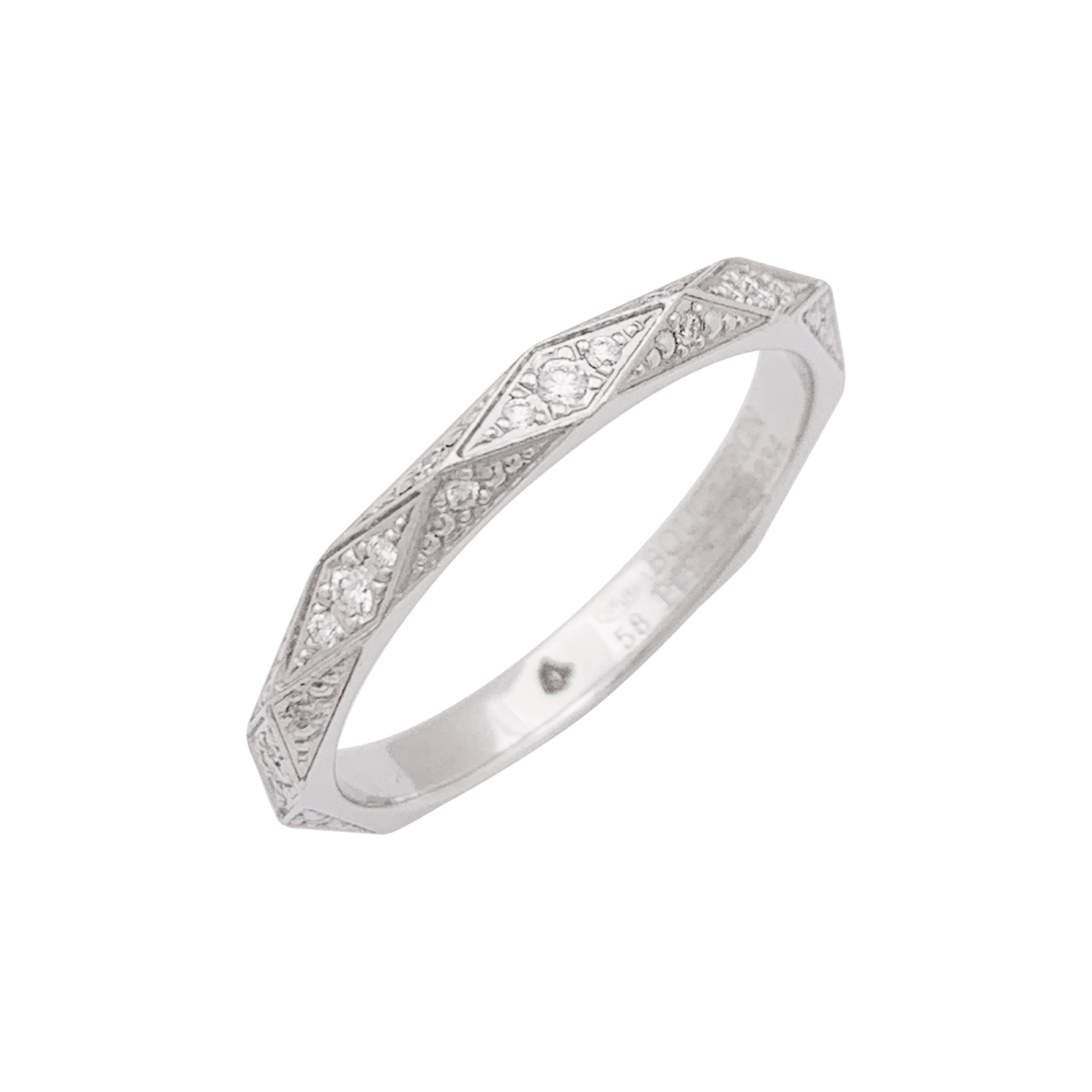 Alliance Boucheron "Facette" platine, diamants. - Maison Eloe
