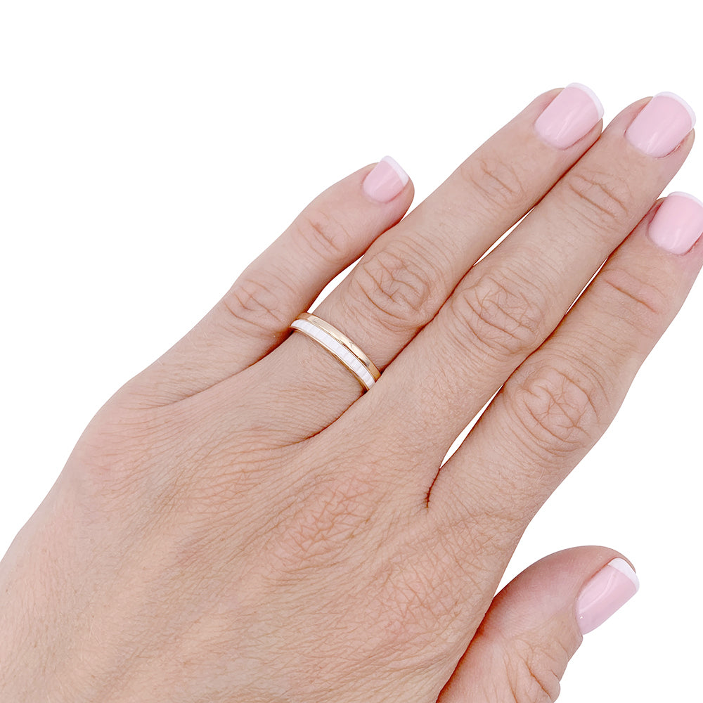 Bague Boucheron, "Alliance Quatre White Edition", céramique, or rose.