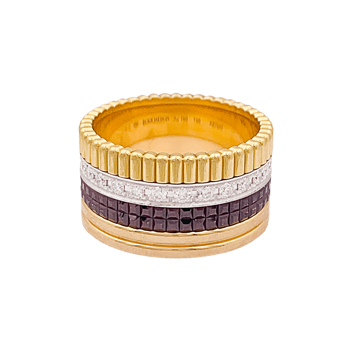 Bague Boucheron, "Quatre Classique Large", trois ors et diamants - Maison Eloe