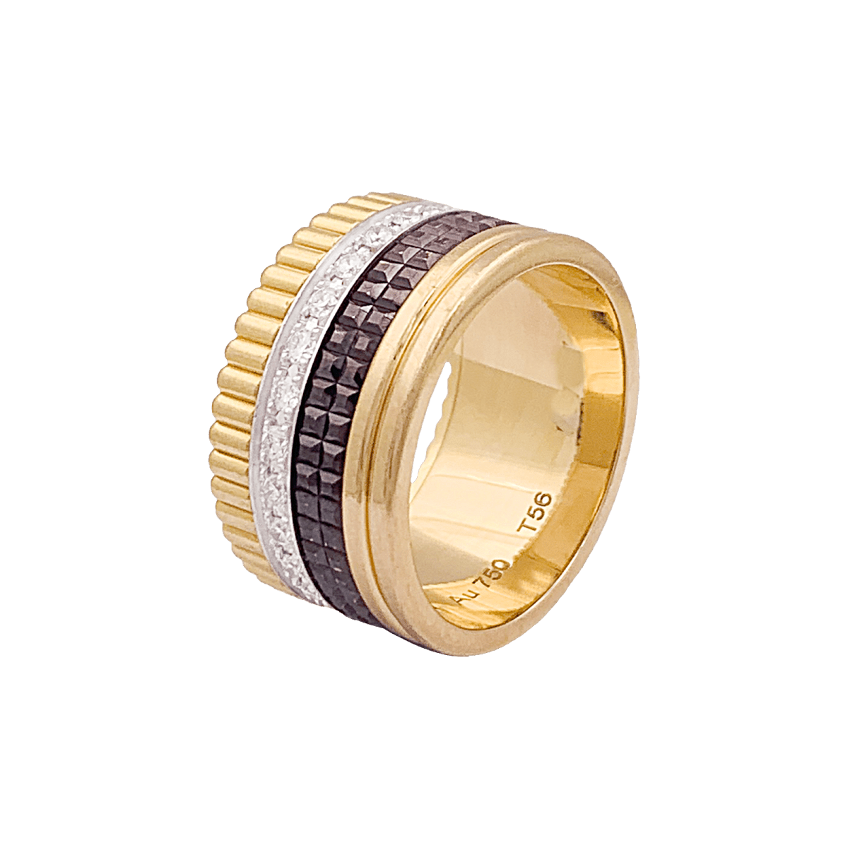 Bague Boucheron, "Quatre Classique Large", trois ors et diamants - Maison Eloe