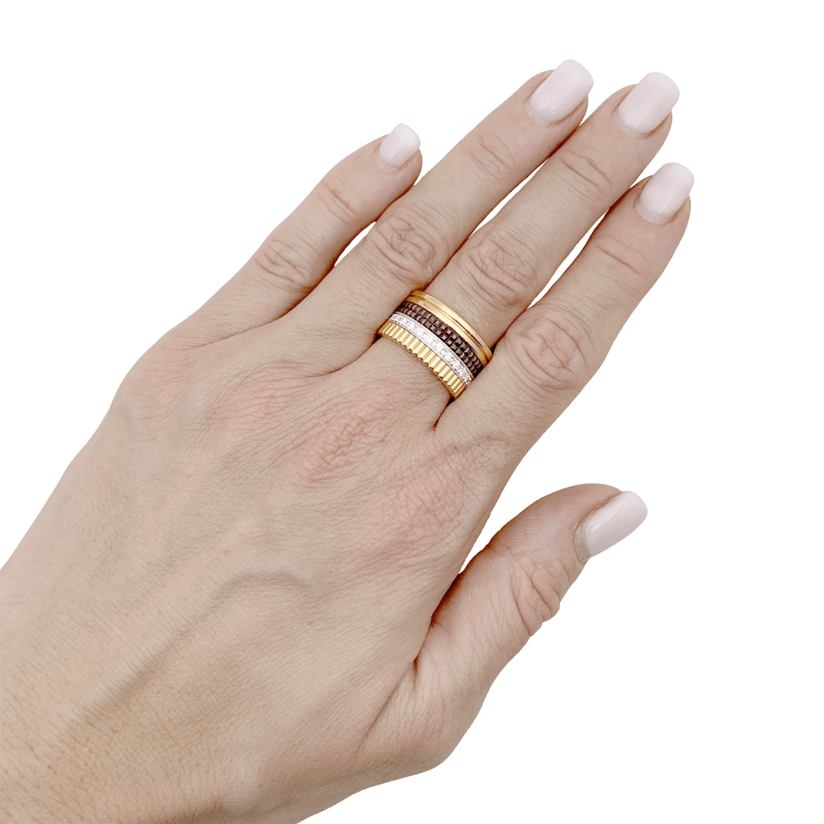 Bague Boucheron, "Quatre Classique Large", trois ors et diamants - Maison Eloe