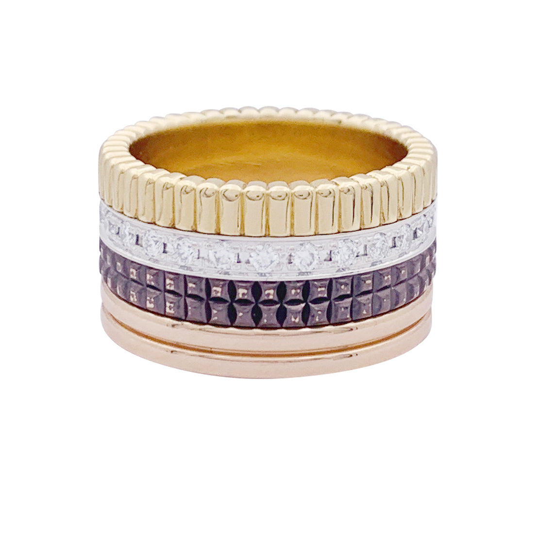 Bague Boucheron, "Quatre Classique Large", trois ors et diamants