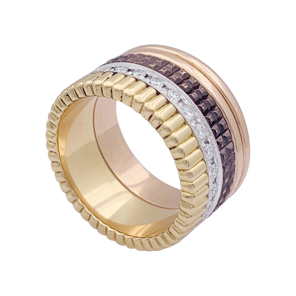 Bague Boucheron, "Quatre Classique Large", trois ors et diamants