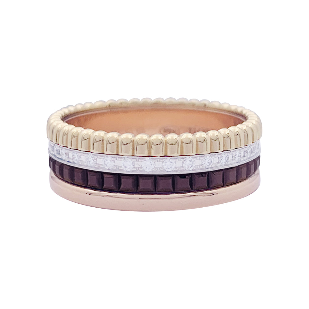 Bague Boucheron, "Quatre Classique Small", 3 ors, PVD et diamants.