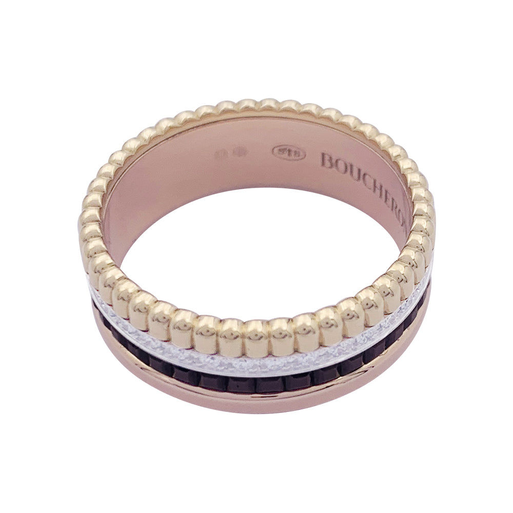 Bague Boucheron, "Quatre Classique Small", 3 ors, PVD et diamants.