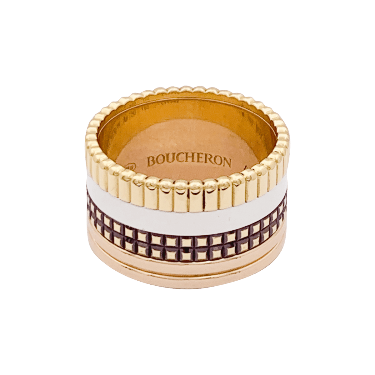 Bague Boucheron "Quatre Classique Large" trois ors. - Maison Eloe