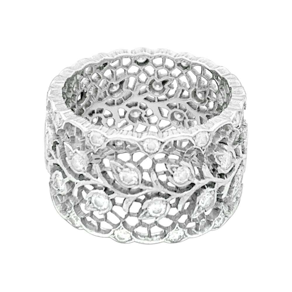 Bague Buccellati "Eternelle Tulle Ramage" or blanc, diamants.