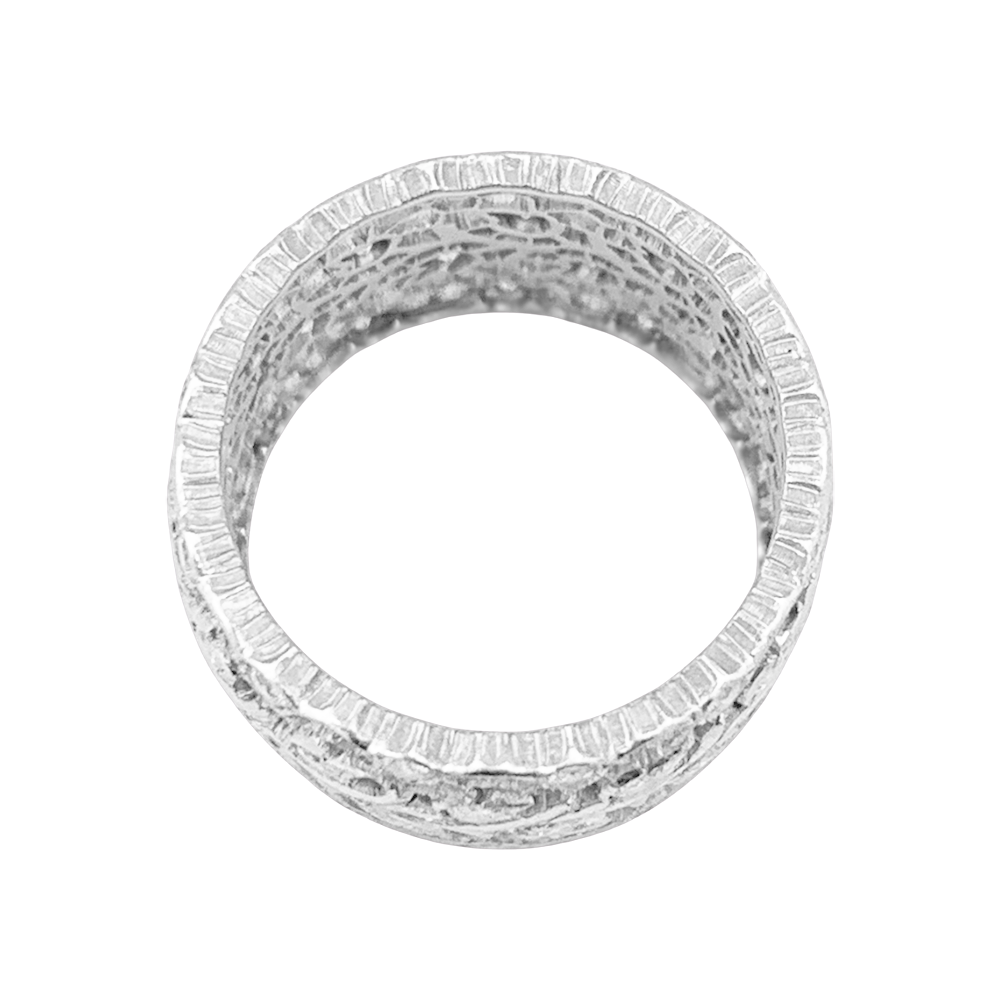 Bague Buccellati "Eternelle Tulle Ramage" or blanc, diamants.