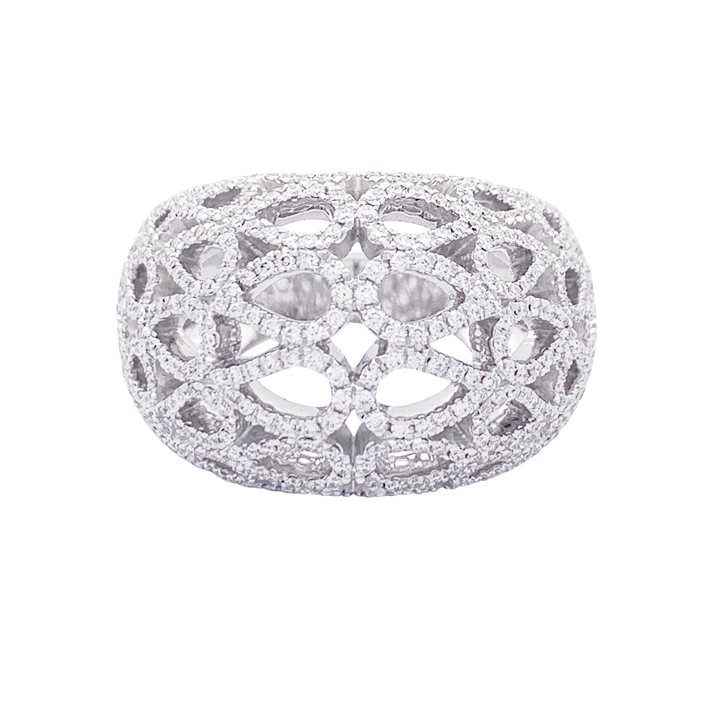 Bague Bucherer "Lacrima" or blanc, diamants.