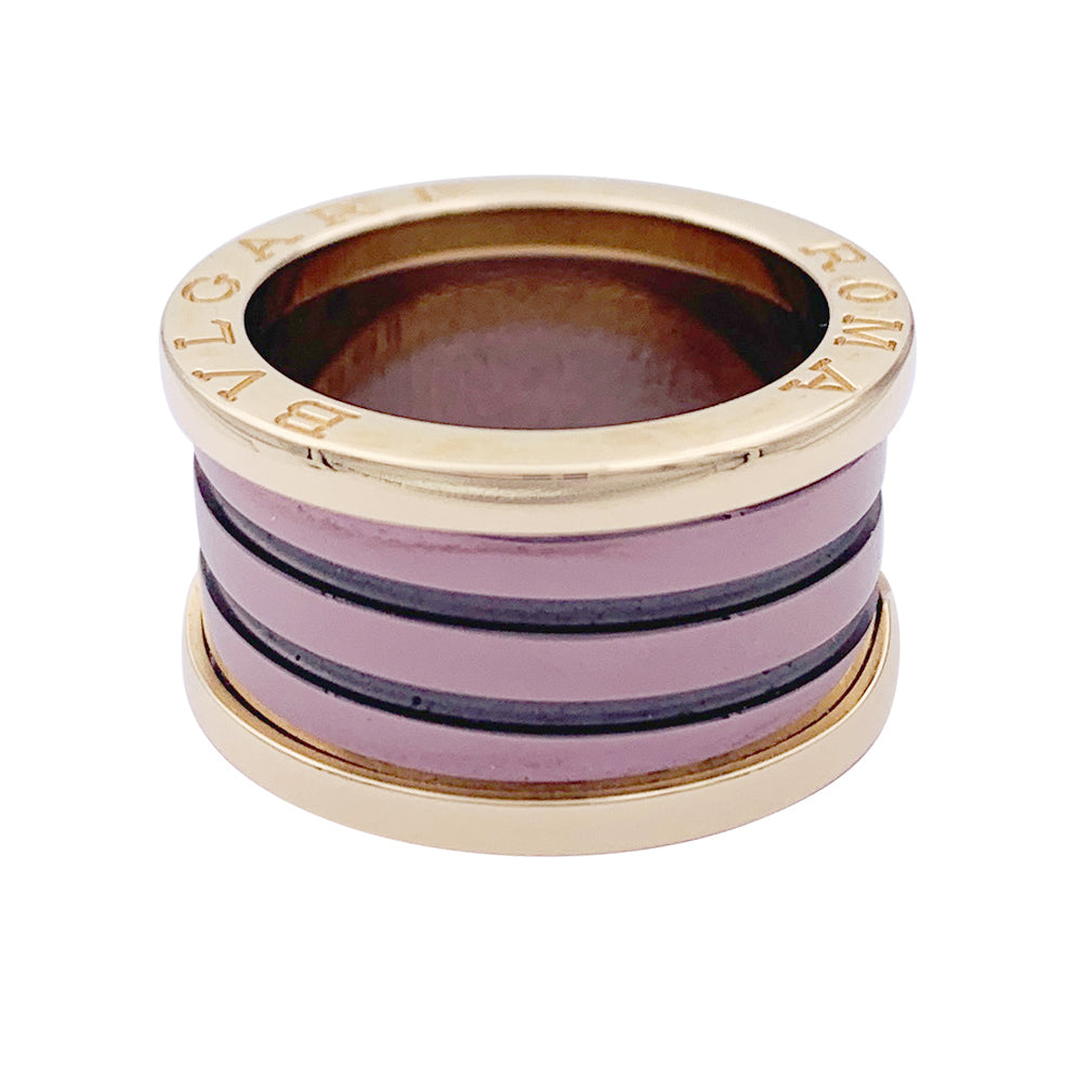 Bague Bulgari, "B.Zero1", or rose, cermet.