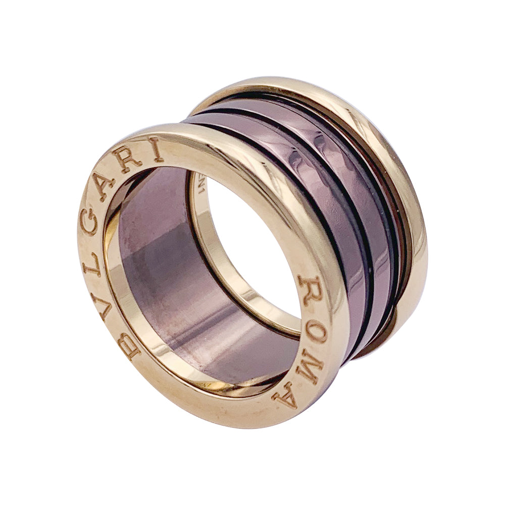 Bague Bulgari, "B.Zero1", or rose, cermet.