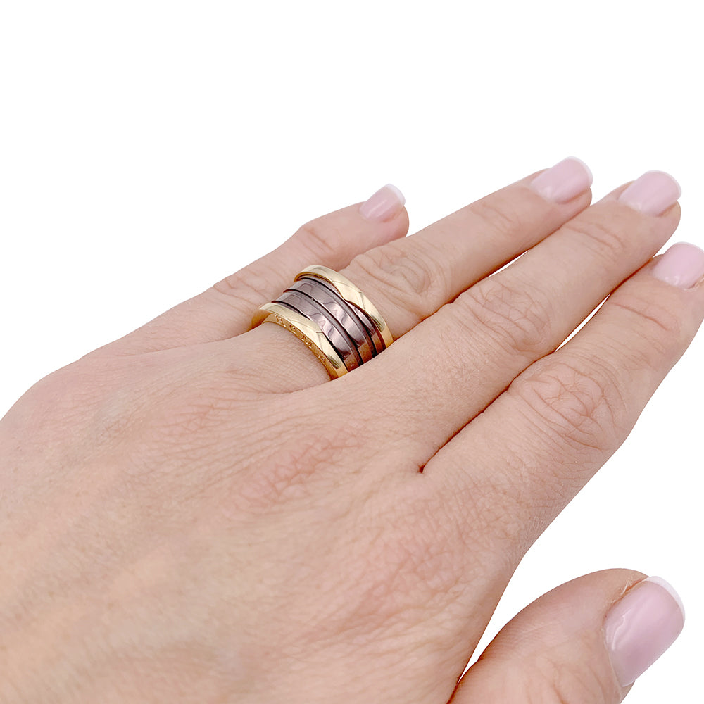 Bague Bulgari, "B.Zero1", or rose, cermet.
