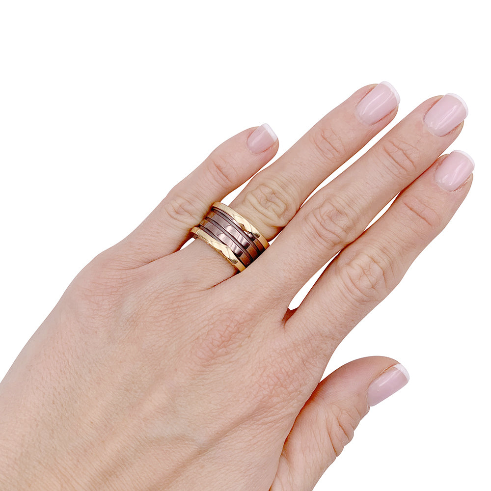 Bague Bulgari, "B.Zero1", or rose, cermet.