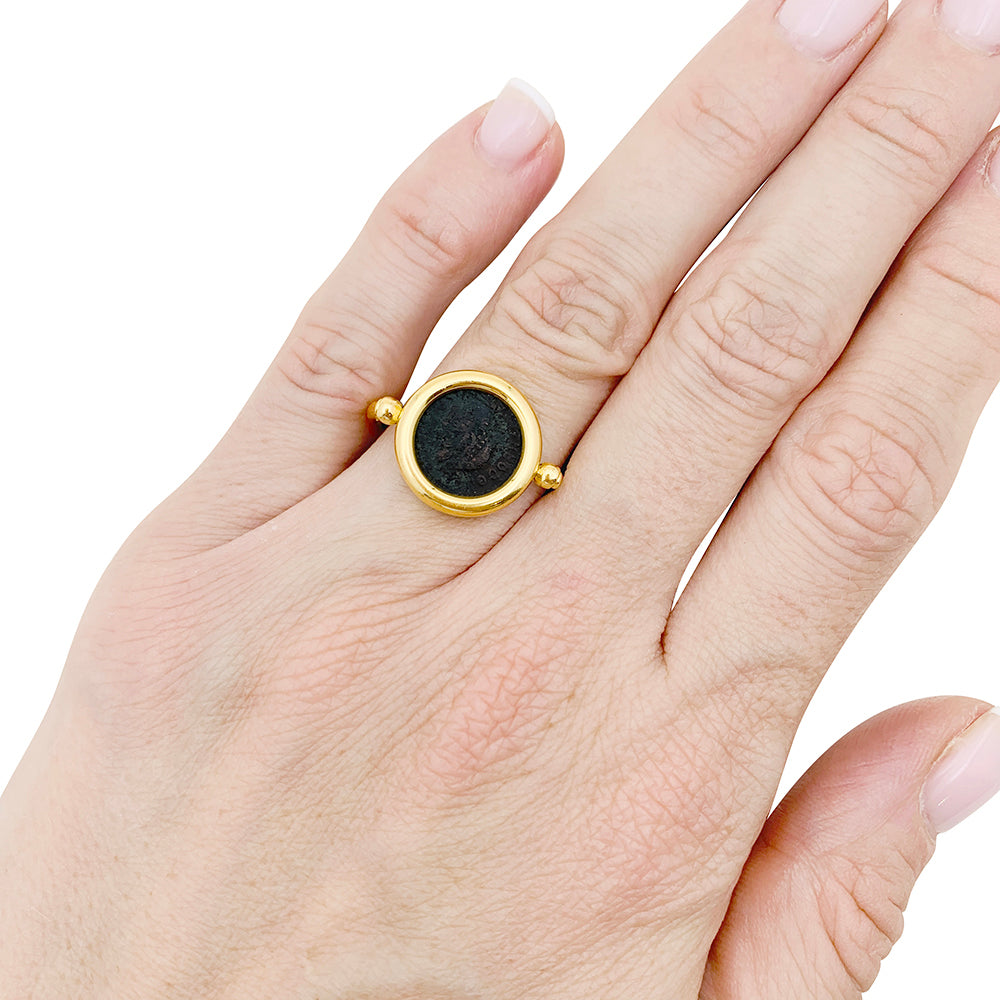 Bague Bulgari, "Monete", or jaune, pièce antique.