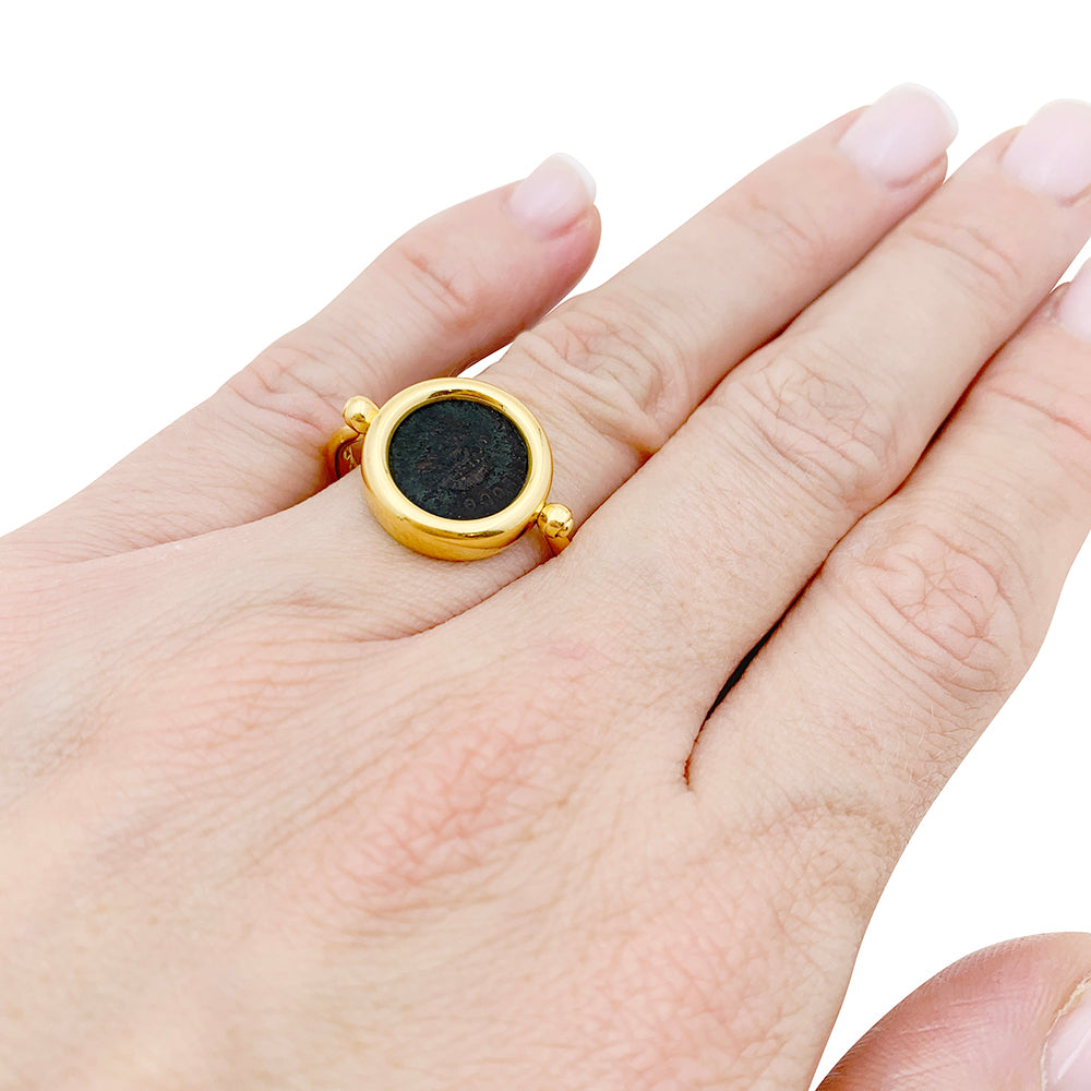 Bague Bulgari, "Monete", or jaune, pièce antique.