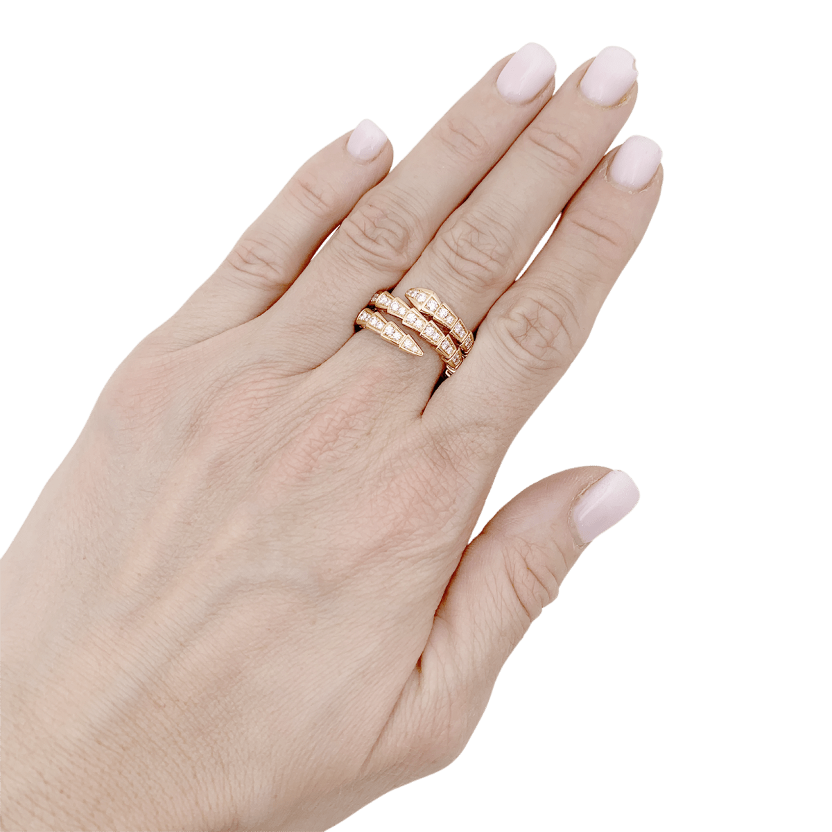 Bague Bulgari, "Serpenti Viper", or rose, diamants. - Maison Eloe
