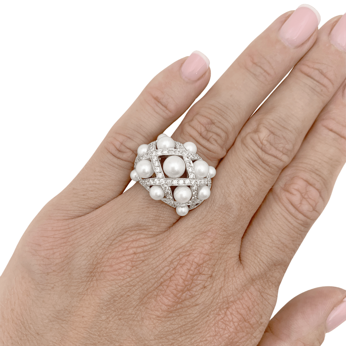 Bague CHANEL, "Baroque", or blanc, diamants, perles. - Maison Eloe