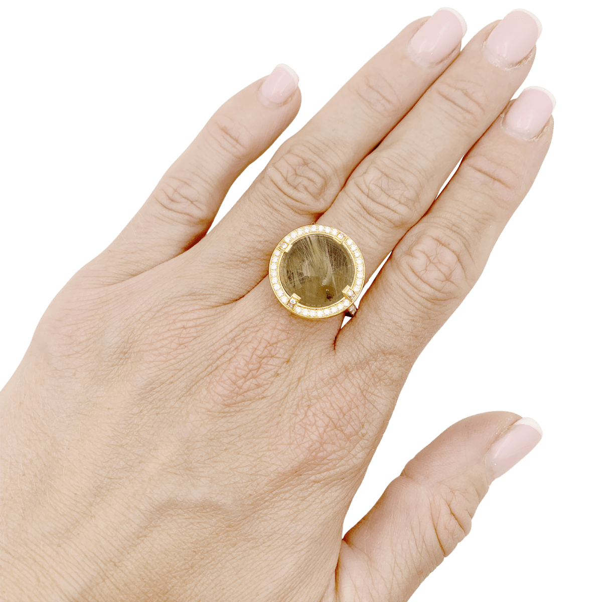 Bague CHAUMET, "Attrape Moi Si Tu M’aimes", "Galet", or jaune, diamants, quartz rutile. - Maison Eloe