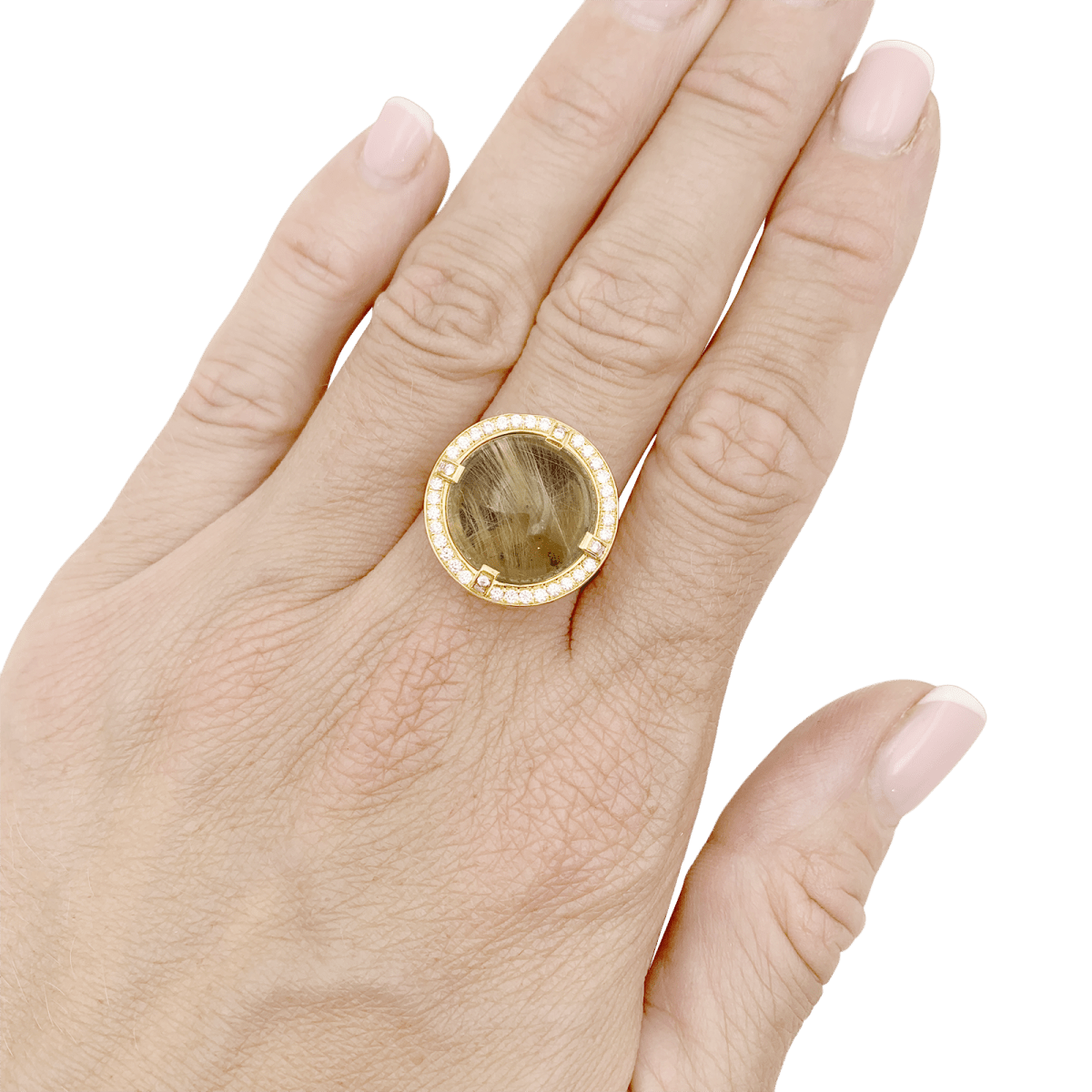 Bague CHAUMET, "Attrape Moi Si Tu M’aimes", "Galet", or jaune, diamants, quartz rutile. - Maison Eloe