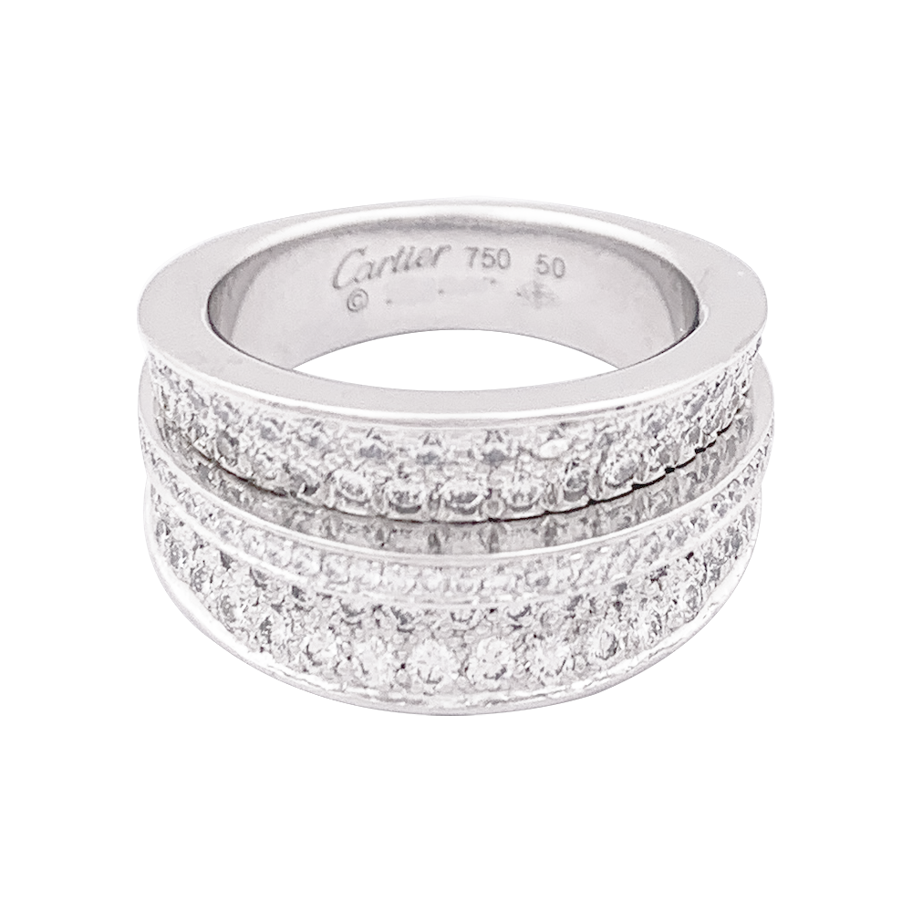 Bague Cartier "Barrette" or blanc, diamants.