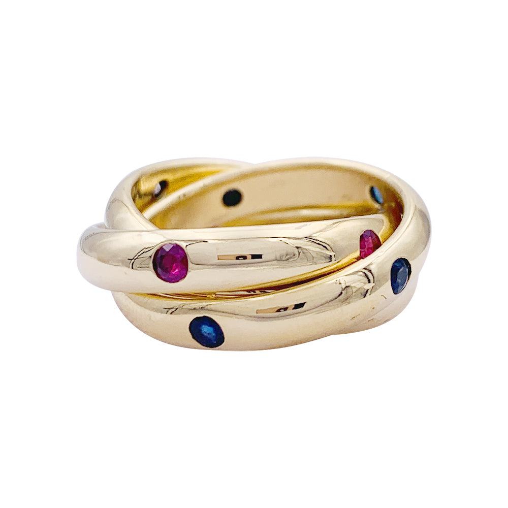 Bague Cartier, "Constellation", or jaune, gemmes de couleur.
