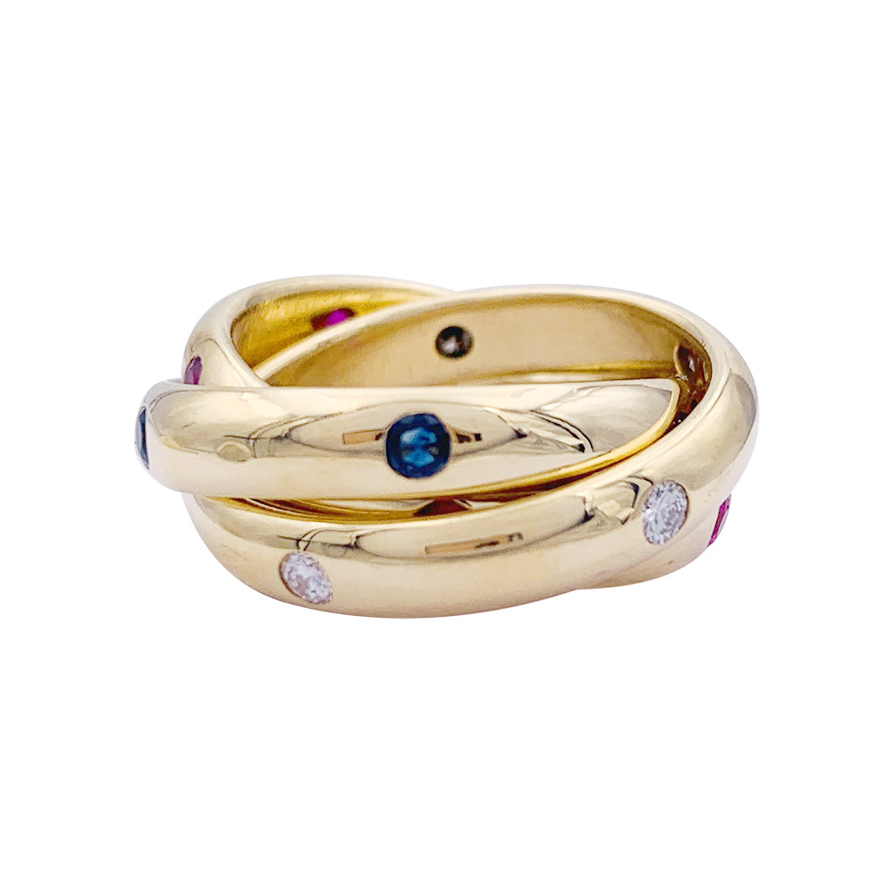 Bague Cartier, "Constellation", or jaune, gemmes de couleur.