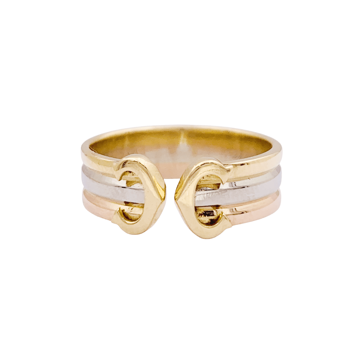Bague Cartier, "Double C", trois tons d'or - Maison Eloe