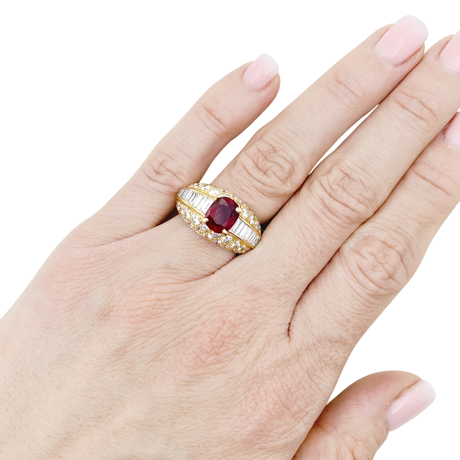 Bague Cartier "Gina" or jaune, diamants, rubis.