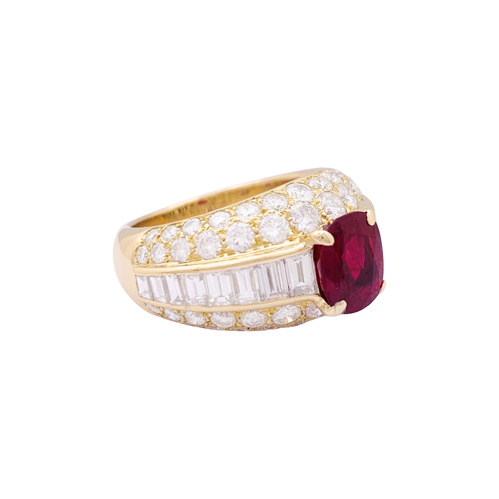 Bague Cartier "Gina" or jaune, diamants, rubis.