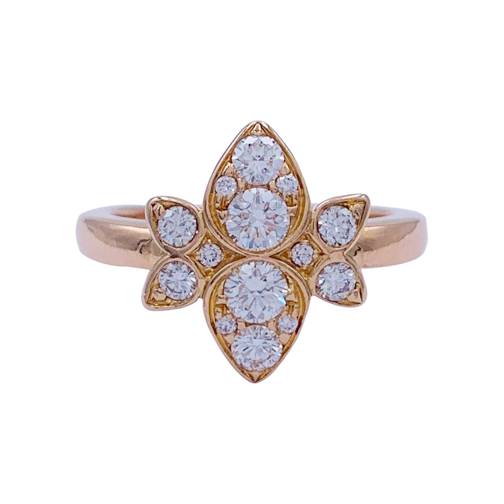 Bague Cartier, "Inde Mystériseuse", or rose, diamants.