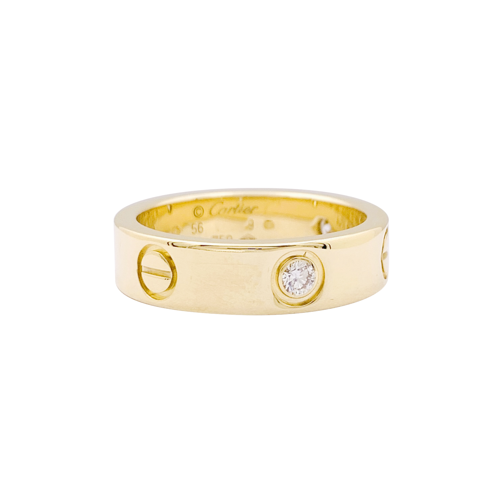 Bague Cartier, "Love 3 diamants", or jaune, diamants.